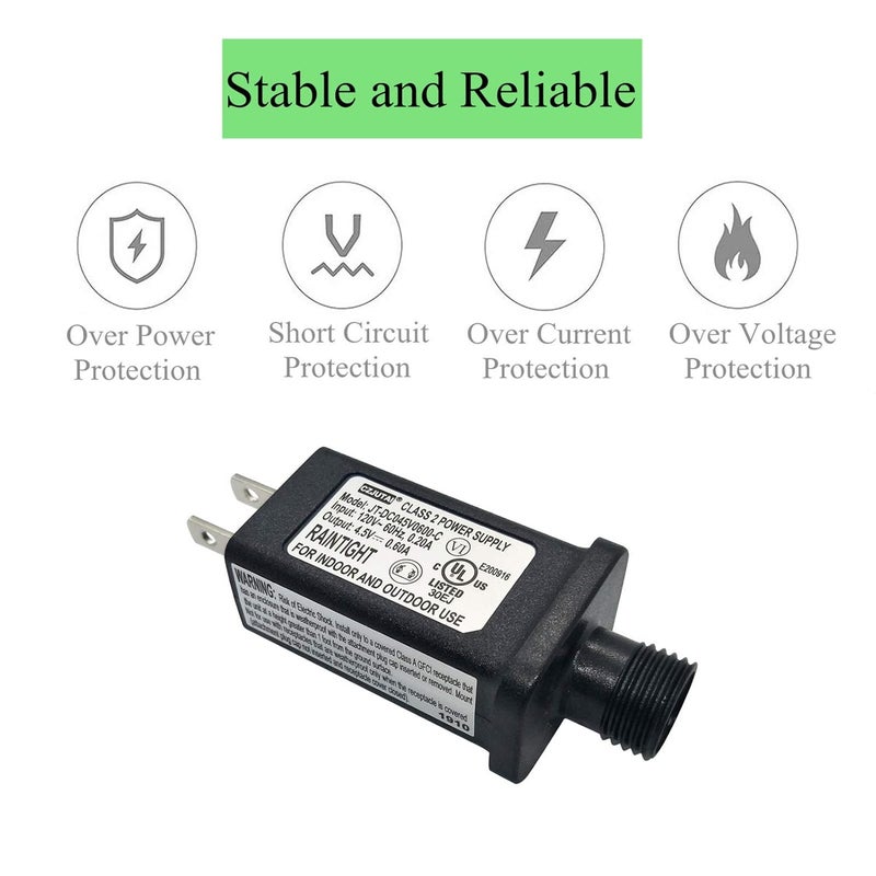 Dirduaid 4.5V LED Controller LED Transformer Class 2 Power Supply, IP44 Waterproof Low Voltage Transformer US Plug for Christmas Light, String Light (4.5V 0.6A 2Packs) - Image 3